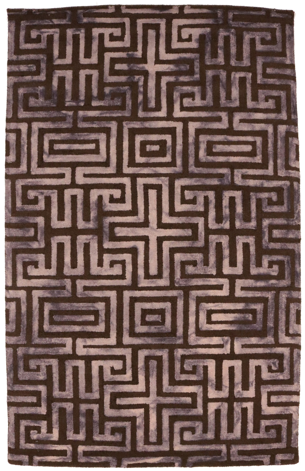 Brown Geometric 5X8 Hand-Tufted Modern Rug